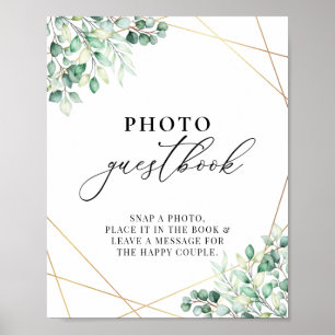 Greenery Eucalyptus Geometric Photo Guestbook