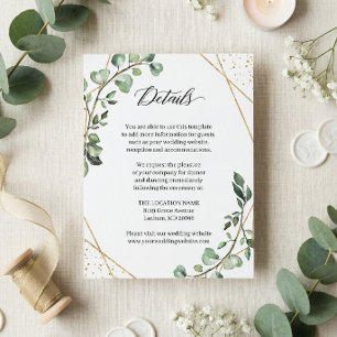 Greenery Eucalyptus Geometric Wedding Details Card