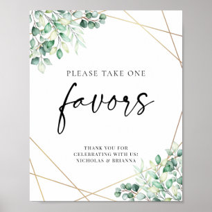 Greenery Eucalyptus Geometric Wedding Favors Poster