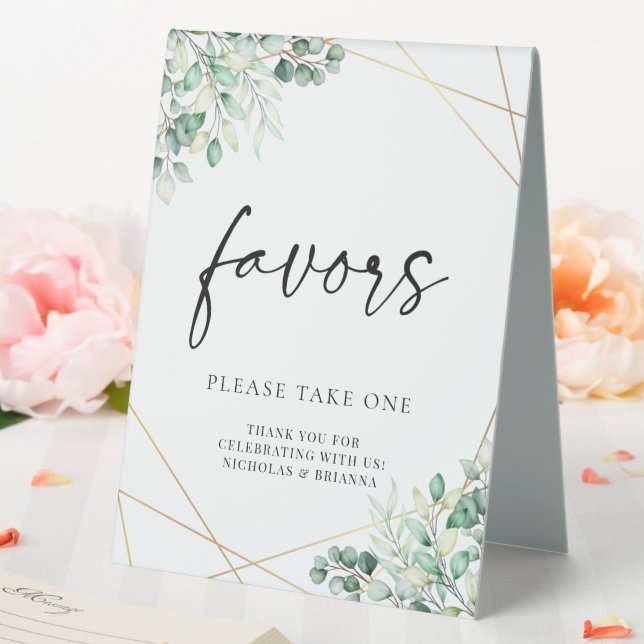 Greenery Eucalyptus Geometric Wedding Favors Table Tent (In SItu (Wedding))