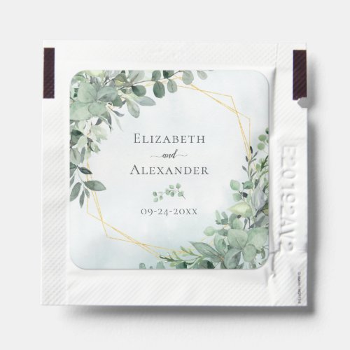 Greenery Eucalyptus Geometric Wedding Hand Sanitizer Packet