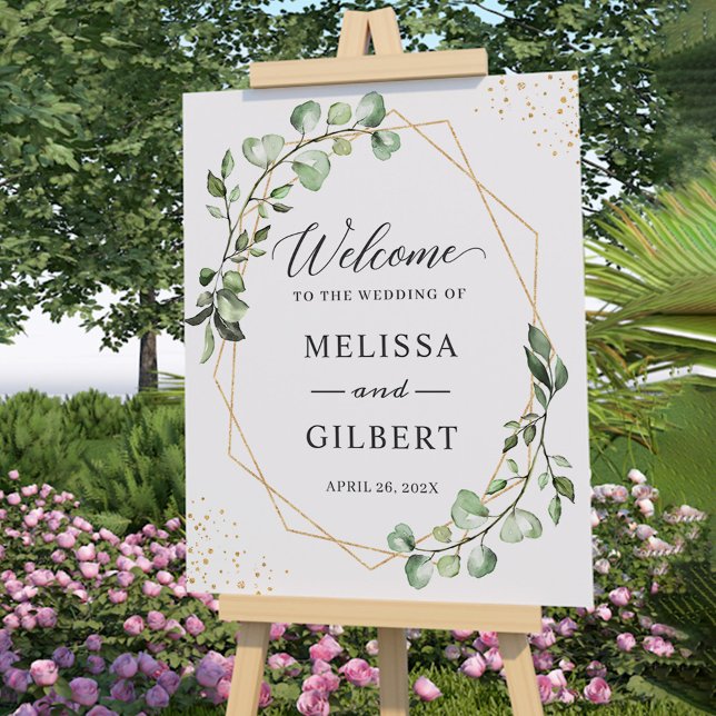 Greenery Eucalyptus Geometric Wedding Welcome Sign (Creator Uploaded)