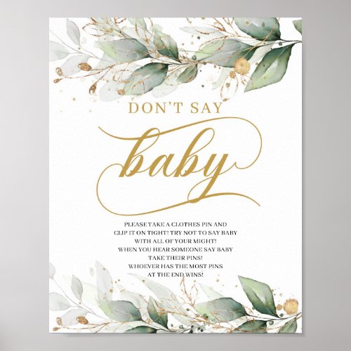 Greenery eucalyptus gold dont say baby sign game