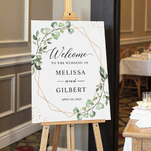 Greenery Eucalyptus Gold Geometric Wedding Foam Board