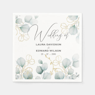 Greenery eucalyptus green floral garden napkins