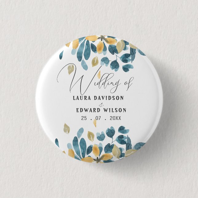 Greenery eucalyptus green floral garden paper plat button (Front)
