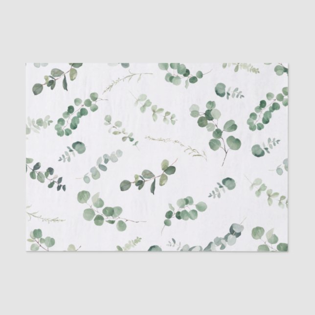 Greenery Eucalyptus Green Leaves Decoupage Craft  Tissue Paper (Front)