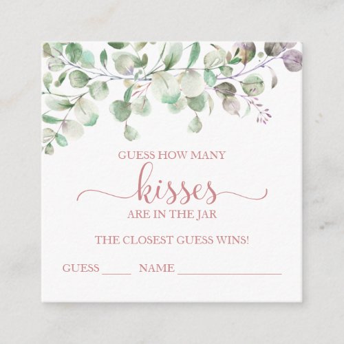 Greenery Eucalyptus Guess How Many Kisses Cards
