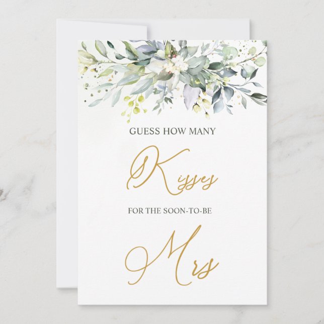 Greenery Eucalyptus Guess How Many Kisses Game  In Invitation (Front)