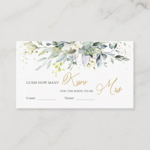 Greenery Eucalyptus Guess How Many Kisses in Jar Enclosure Card