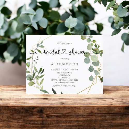 Greenery Eucalyptus Heart Bridal Shower Invitation Postcard