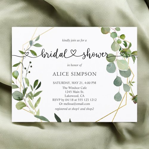 Greenery Eucalyptus Heart Bridal Shower Invitation Postcard