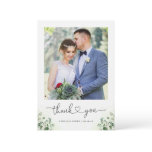 Greenery Eucalyptus Heart Script Wedding Photo Thank You Card Greenery Eucalyptus Heart Script Wedding Photo Thank You Card