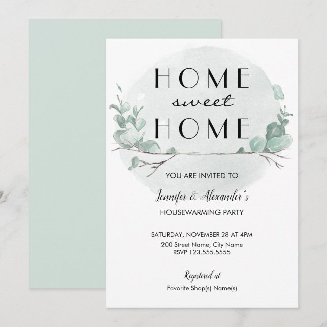 Greenery Eucalyptus Housewarming Party Invitation (Front/Back)