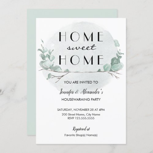 Greenery Eucalyptus Housewarming Party Invitation