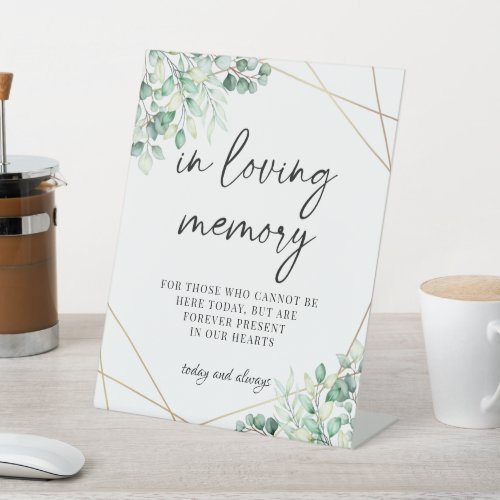 Greenery Eucalyptus In Loving Memory Wedding Pedestal Sign