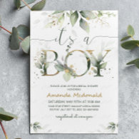 Greenery Eucalyptus It's a Boy Baby Shower Invitation