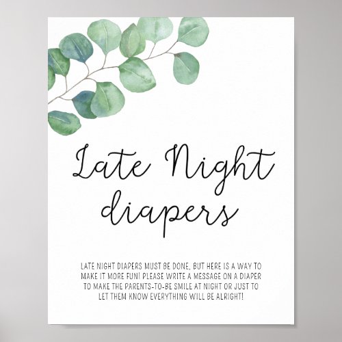 Greenery Eucalyptus _ Late Night Diapers Poster