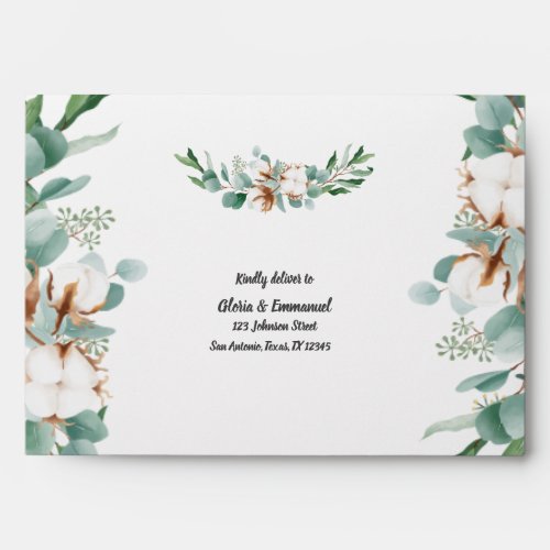 Greenery Eucalyptus Leave Floral Wedding  Envelope