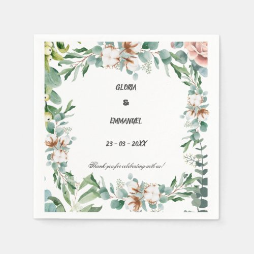 Greenery Eucalyptus Leave Floral Wedding  Napkins