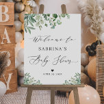 Greenery Eucalyptus Leaves Baby Shower Sign at Zazzle