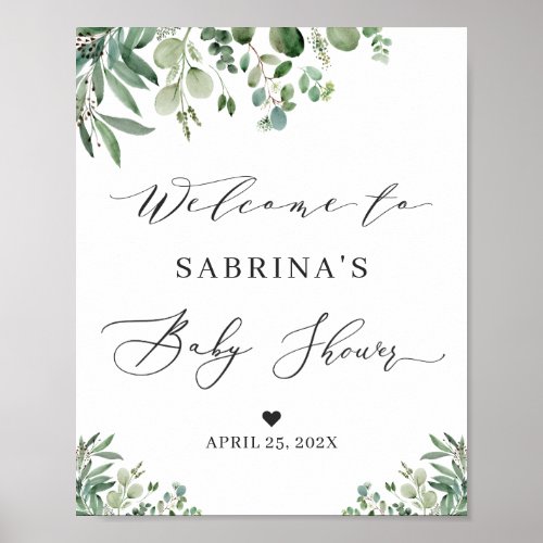 Greenery Eucalyptus Leaves Baby Shower Sign - Greenery Eucalyptus Leaves Baby Shower Welcome Sign.
(1) The default size is 10 x 8 inches, you can change it to a larger size. 
(2) You are able to change the word "Bridal" to "Baby" by clicking the "customize further" link and use our design tool to modify this template. 
(3) If you need help or matching items, please contact me.
