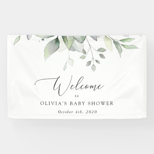 Greenery Eucalyptus Leaves Baby Shower Welcome Banner