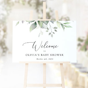 Greenery, Eucalyptus Leaves, Baby Shower Welcome Sign