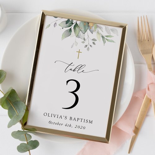 Greenery, Eucalyptus Leaves, Baptism Table Numbers