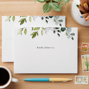 Greenery, Eucalyptus Leaves, Boho, Baby Shower Envelope
