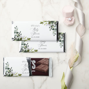 Greenery, Eucalyptus Leaves, Boho, Baby Shower Hershey Bar Favors