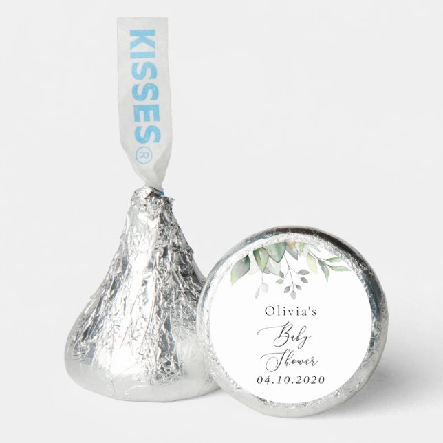 Greenery, Eucalyptus Leaves, Boho, Baby Shower Hershey®'s Kisses® (Front)
