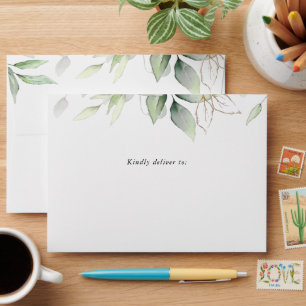 Greenery, Eucalyptus Leaves, Boho, Baptism Envelope