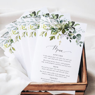 Greenery, Eucalyptus Leaves, Boho, Baptism Menu