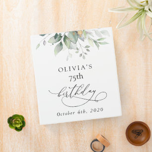 Greenery, Eucalyptus Leaves, Boho, Birthday 3 Ring Binder