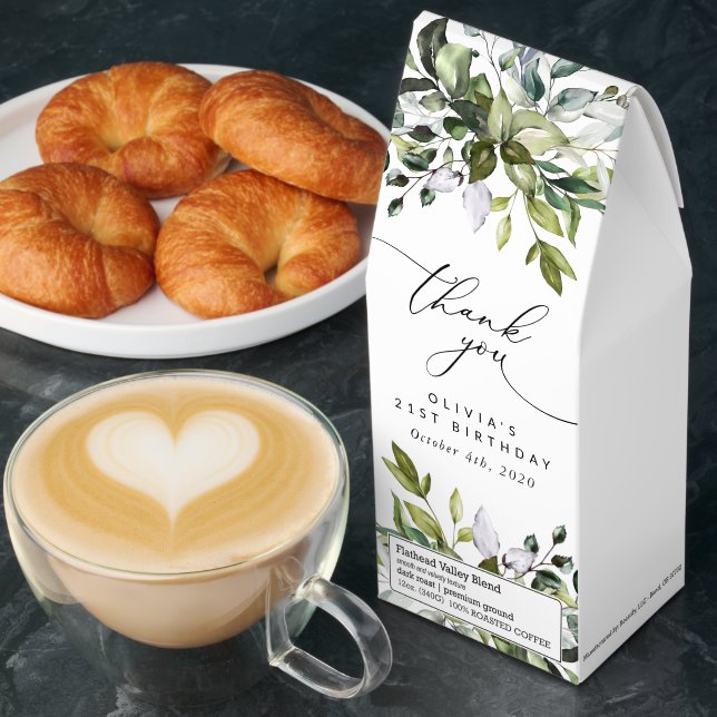 Greenery, Eucalyptus Leaves, Boho, Birthday Roasted Coffee (Breakfast)