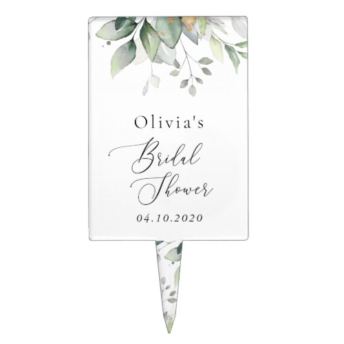 Greenery, Eucalyptus Leaves, Boho, Bridal Shower Cake Topper