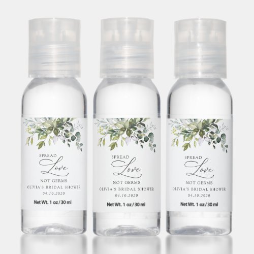 Greenery Eucalyptus Leaves Boho Bridal Shower Hand Sanitizer