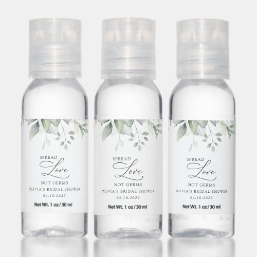 Greenery Eucalyptus Leaves Boho Bridal Shower Hand Sanitizer