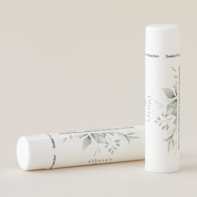 Greenery, Eucalyptus Leaves, Boho, Bridal Shower Lip Balm (Rotated Right)