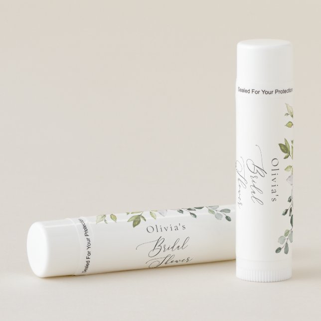 Greenery, Eucalyptus Leaves, Boho, Bridal Shower Lip Balm (Front)