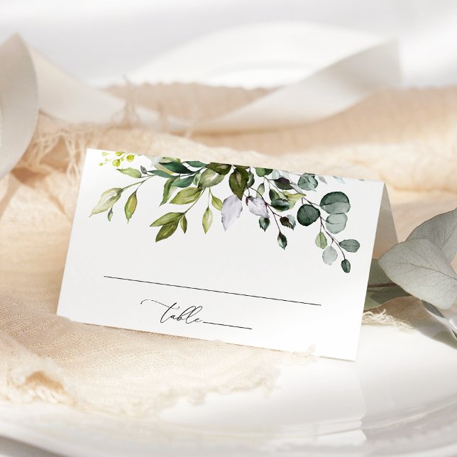 Greenery, Eucalyptus Leaves, Boho, Bridal Shower Place Card (Creator Uploaded)