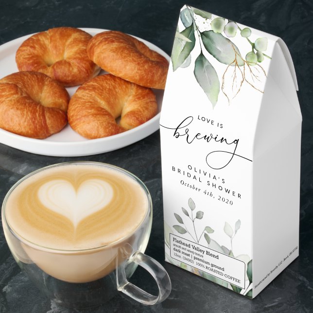 Greenery, Eucalyptus Leaves, Boho, Bridal Shower Roasted Coffee (Breakfast)