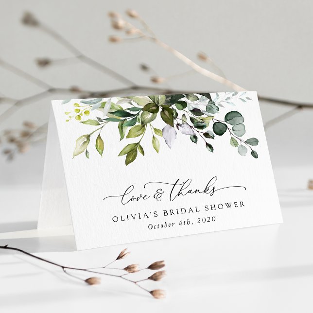 Greenery, Eucalyptus Leaves, Boho, Bridal Shower Thank You Card (Creator Uploaded)
