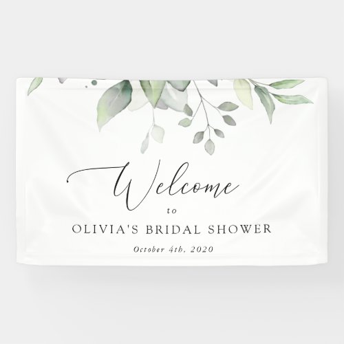 Greenery Eucalyptus Leaves Boho Bridal Welcome Banner