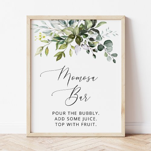 Greenery Eucalyptus Leaves Boho Momosa Bar Poster