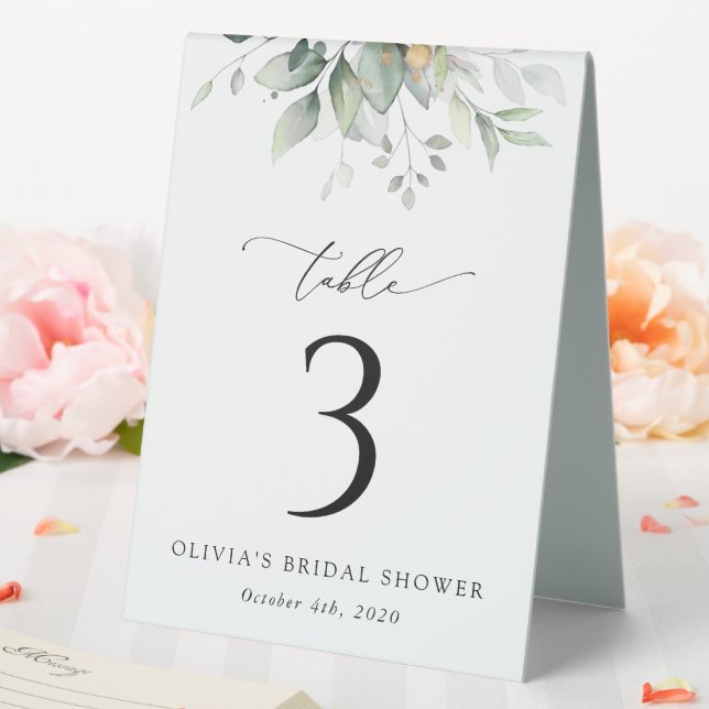 Greenery, Eucalyptus Leaves, Boho, Table Numbers Table Tent (In SItu (Wedding))