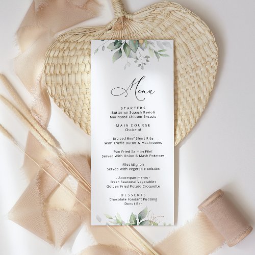 Greenery Eucalyptus Leaves Boho Wedding Menu