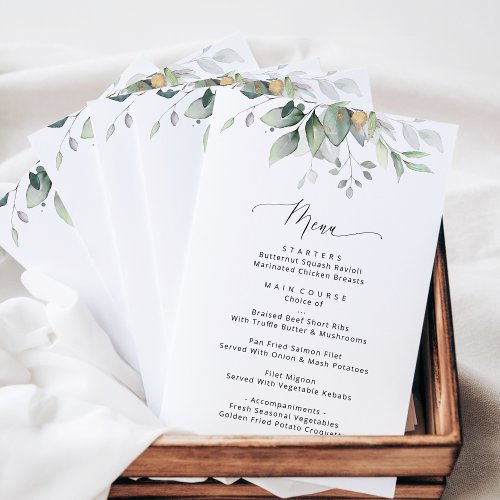 Greenery Eucalyptus Leaves Boho Wedding Menu