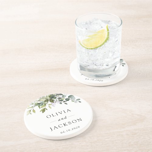 Greenery Eucalyptus Leaves Botanical Wedding Coaster